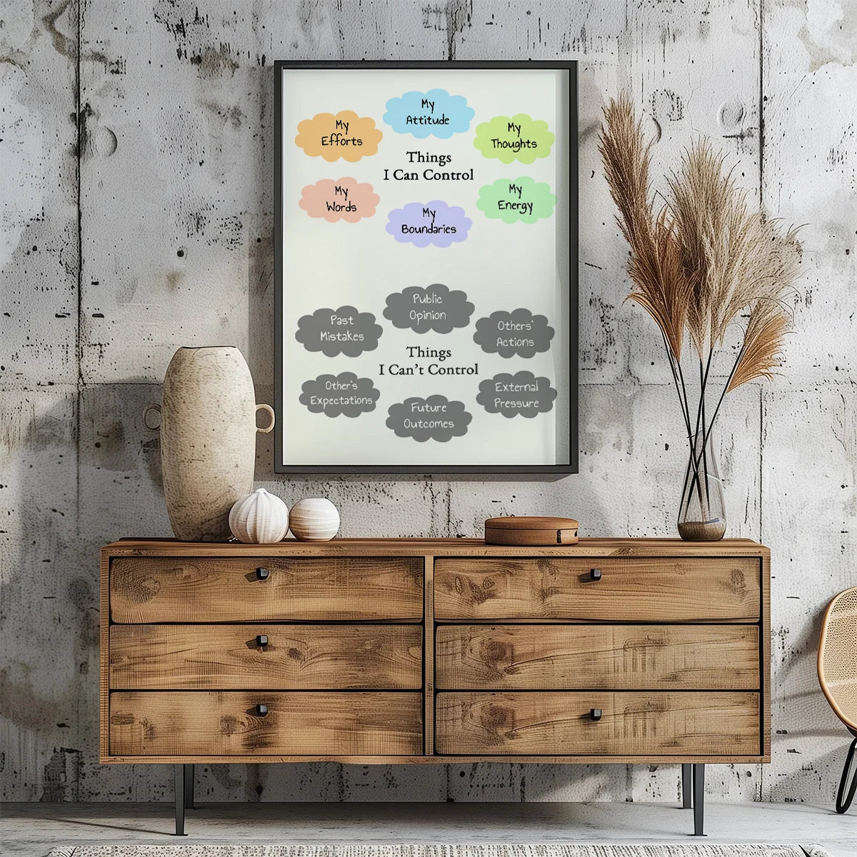 Things I Can and I Can’t Control Printable Wall Art – Self-Care and Wellness Poster, Digital Download for Home or Office Decor