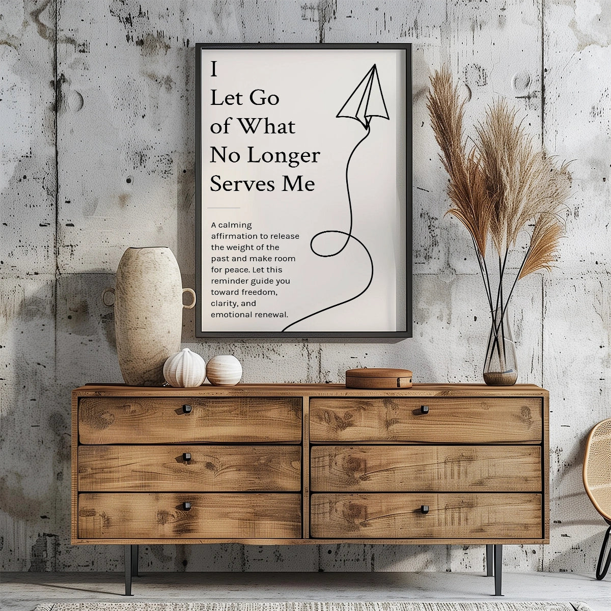 I Let Go of What No Longer Serves Me – Digital Download Wall Art, Letting Go Affirmation Poster, Self-Care Home Decor