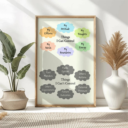 Things I Can and I Can’t Control Printable Wall Art – Self-Care and Wellness Poster, Digital Download for Home or Office Decor